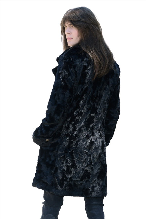 Black Boho 70's inspired Fur Men's Coat