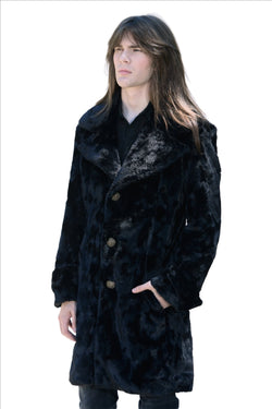 Black Boho 70's inspired Fur Men's Coat