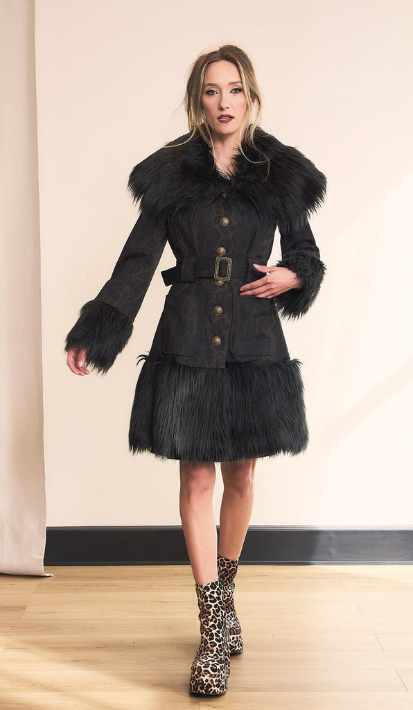 Boho style jaguar print coat