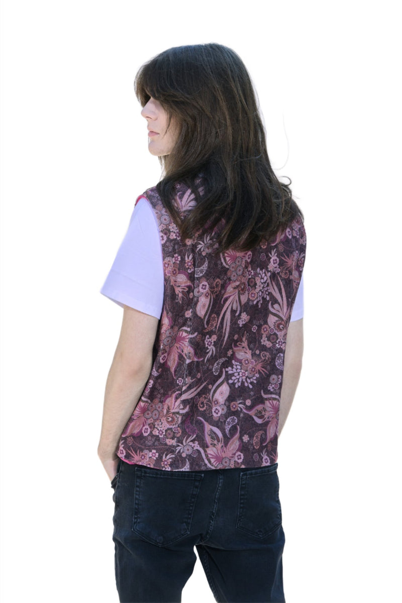 Feather print boho style vest