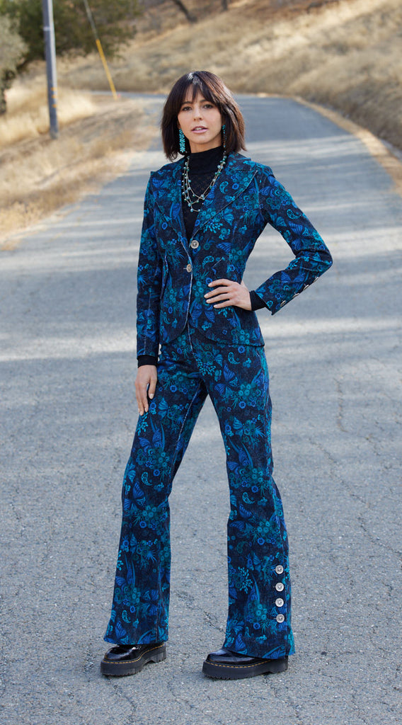 Boho style corduroy women's pantsuit