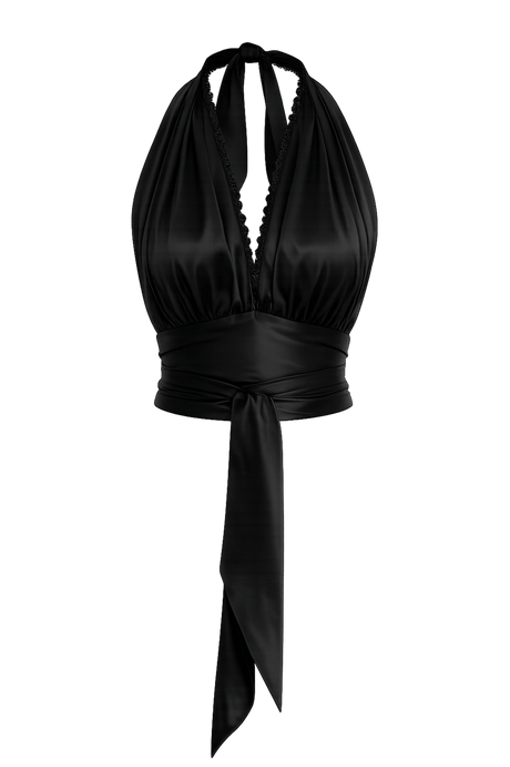 🖤 Black Silky Retro Halter - PhilineSF🖤 Black Silky Retro Halterwomens Tops