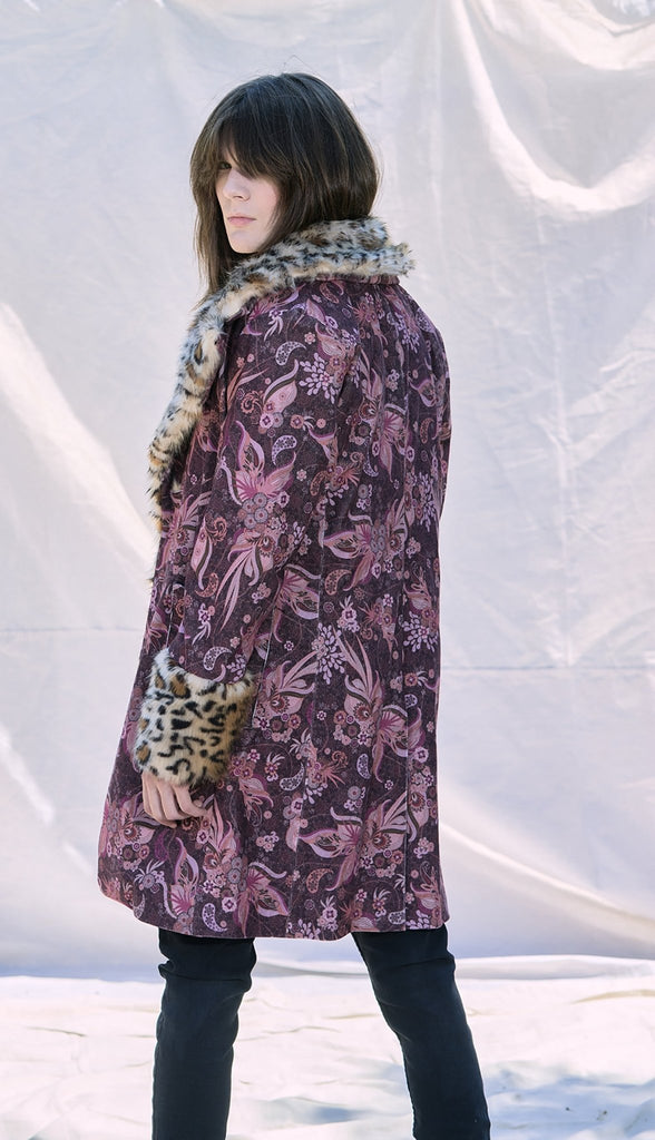 Feather Cheetah Coat - PhilineSFFeather Cheetah CoatMen's fur trim coat