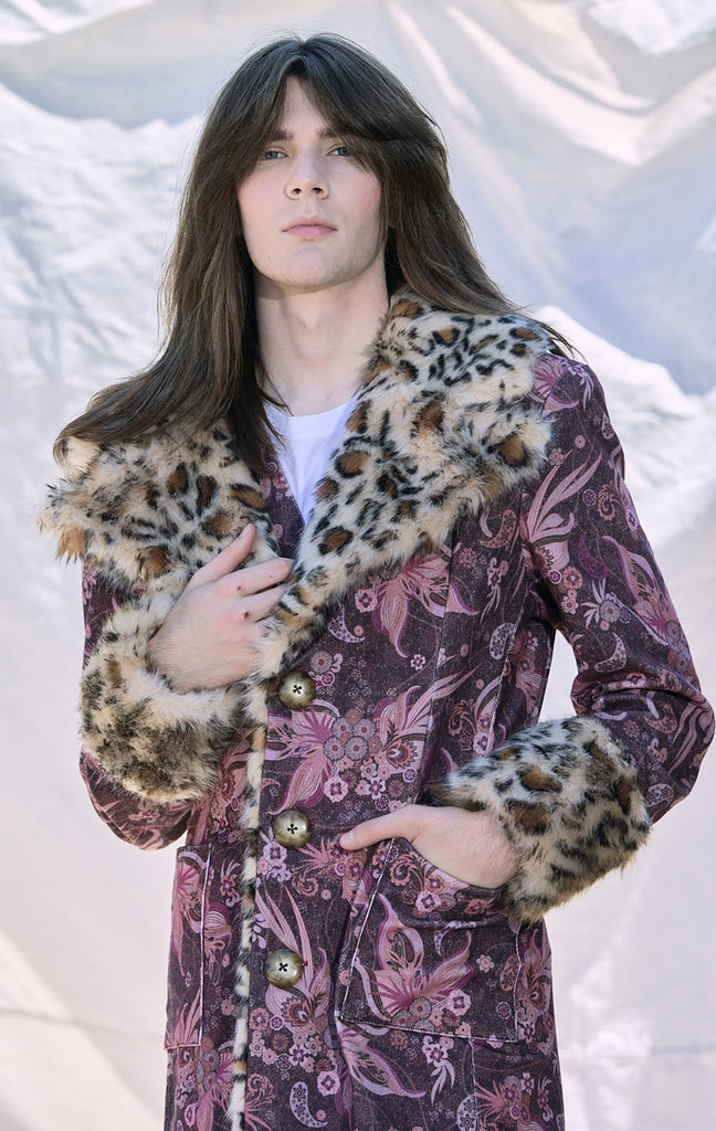Feather Cheetah Coat - PhilineSFFeather Cheetah CoatMen's fur trim coat