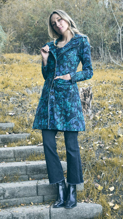 Print corduroy vintage inspired coat