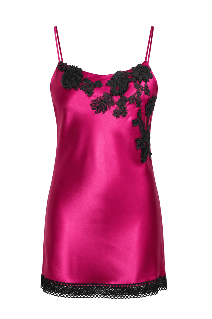 💕 Magenta Silk Lace Trim Dress - PhilineSF💕 Magenta Silk Lace Trim Dresswomens Dresses