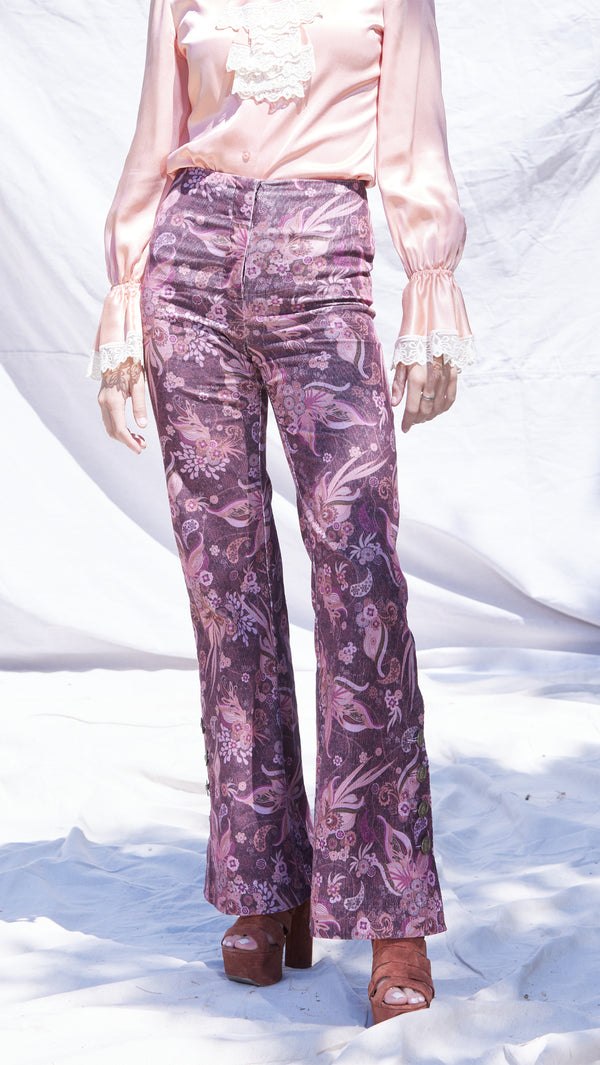 Boho style corduroy print pant