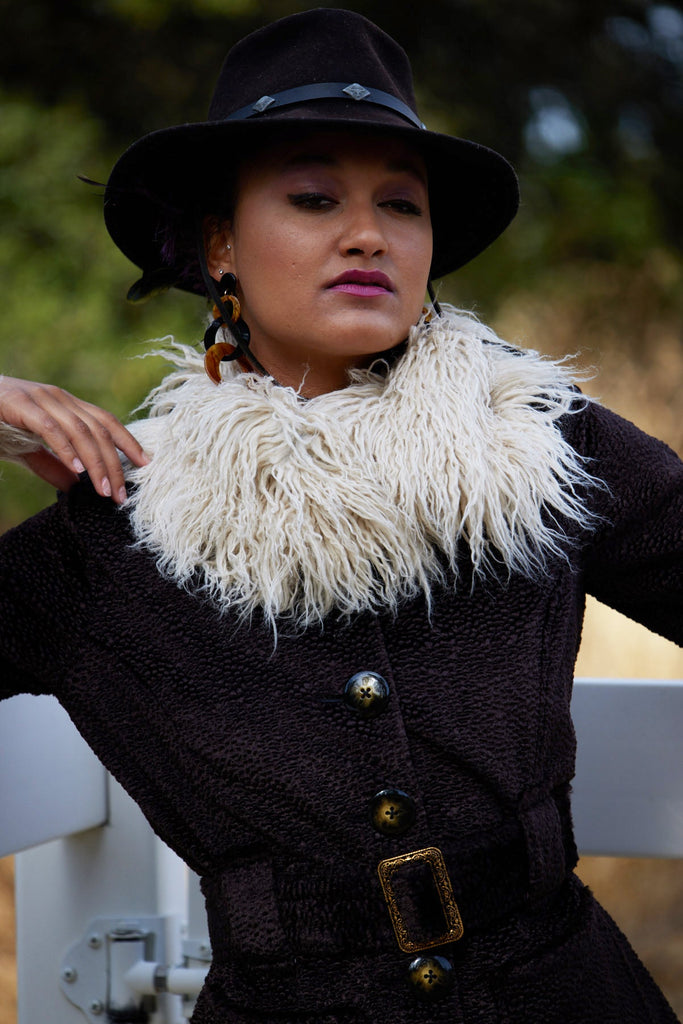 Patsy Coates Western Mod Faux Fur Coat – Limited Edition Boho Outerwear – PhilineSF