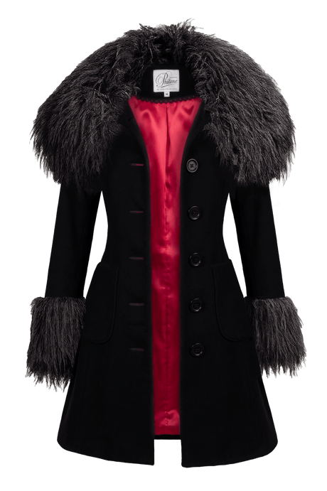 🖤 Priscilla Coat with Fire Red Lining - PhilineSF🖤 Priscilla Coat with Fire Red Liningwomens coats