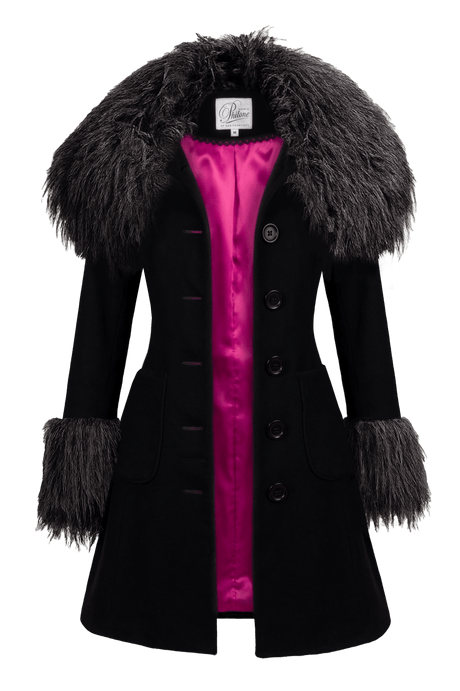🖤 Priscilla Coat with Hot Pink Lining - PhilineSF🖤 Priscilla Coat with Hot Pink Liningwomens coats