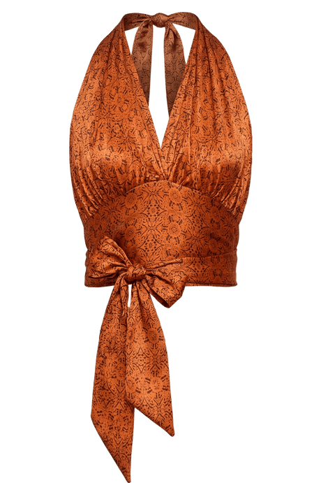 🧡 Silk Retro Lace Halter - PhilineSF🧡 Silk Retro Lace Halterwomens Tops