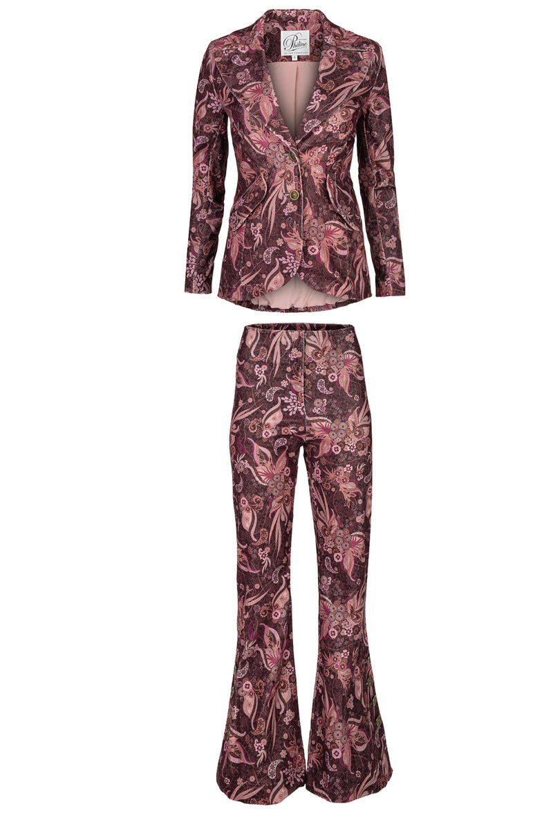 Boho style printed corduroy pantsuit