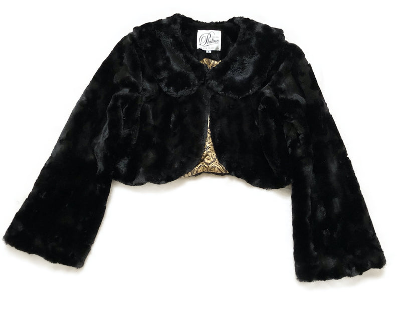 Faux fur party jacket lined in silk, vintage inspired