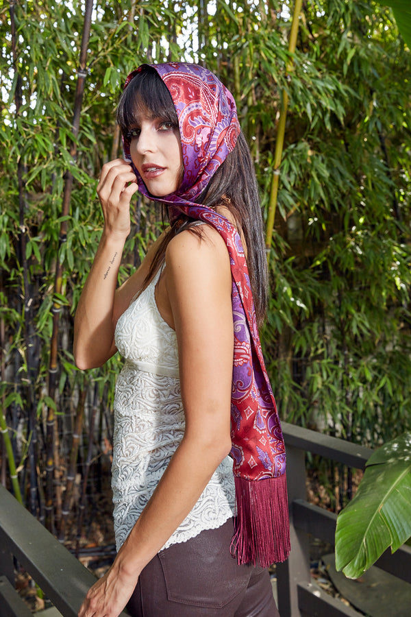 boho style printed silk scarf